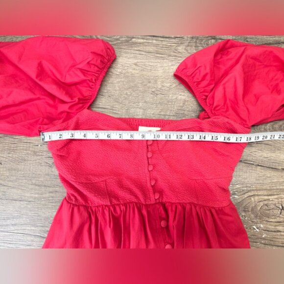 Anthropologie Maeve Red Puff-Sleeved Sweetheart Mini Dress size large - Picture 5 of 8